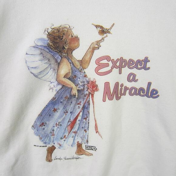 Vintage Expect A Miracle Sweatshirt Womens XL Angel Carolyn Shores Wright 90s - Picture 2 of 9